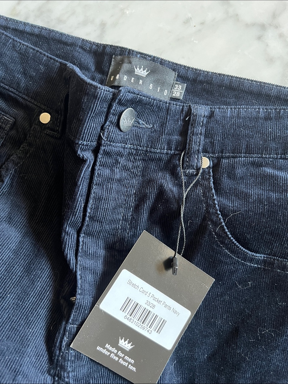 Under 5’10” Brand - Stretch Corduroy 5-Pocket Pants in Navy 33/28 NWT - Picture 4 of 4